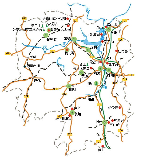 湖南省交通マップ